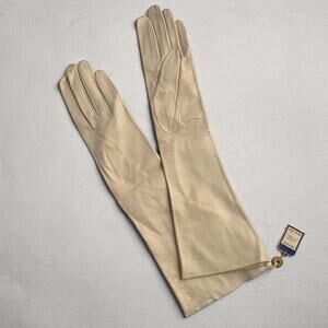 Vintage 50s Leather Ladies kid Gloves Kidskin Mid-Length Dead Stock Original Tag